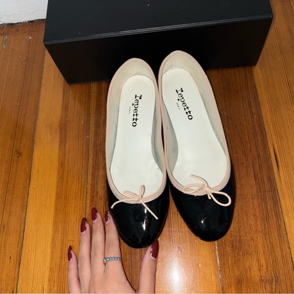 Repetto Camille ballet flats noir black with pink trim - Picture 4 of 9
